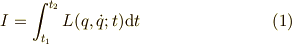 I=\int_{t_1}^{t_2}L(q,\dot{q};t)\mathrm{d}t \tag{1}
