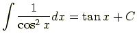 $\displaystyle \int\frac{1}{\cos^2x}dx = \tan x+C$