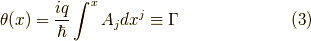 \theta(x) = \dfrac{iq}{\hbar}\int^{x} A_j dx^j \equiv \Gamma \tag{3}