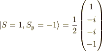 |S=1,S_y=-1 \rangle=\frac{1}{2}\begin{pmatrix}1 \\-i \\-i \\-1\end{pmatrix}