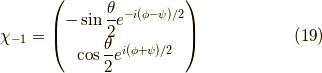 \chi_{-1} &= \begin{pmatrix}-\sin \dfrac{\theta}{2} e^{-i(\phi-\psi)/2}\\\cos \dfrac{\theta}{2} e^{ i(\phi+\psi)/2}\end{pmatrix} \tag{19}