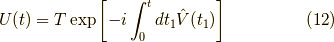 U(t) = T \exp \left[ -i \int_0^t dt_1 \hat{V}(t_1) \right] \tag{12}